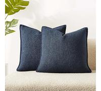 JUSPURBET 24x24 Pillow Covers Set of 2 Decorative Throw Pillow Covers Case for Couch Sofa Bed Soft Boucle Textured Cushion Covers with Hidden Zipper for Home Decor Living Room,Navy Blue