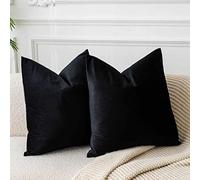 JUSPURBET Black Velvet Pillow Covers Set of 2 Decorative Throw Pillow Covers for Couch Sofa Bed Soft Cushion Covers Cases with Hidden Zipper for Living Room Home Decor 16x16 inch