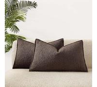 JUSPURBET Brown Decorative Pillow Covers 12x20 Set of 2 Throw Pillow Covers for Couch Sofa Bed Cozy Boucle Textured Lumbar Cushion Covers Cases with Hidden Zipper for Living Room Home Decor