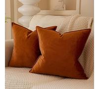 JUSPURBET Burnt Orange Decorative Velvet Throw Pillow Covers 14x14 inch Set of 2,Broadside Soft Cushion Case with Invisible Zipper for Sofa Couch Bed Car