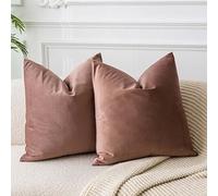 JUSPURBET Jam Velvet Throw Pillow Covers 18x18 inch Set of 2 for Living Room Couch Sofa Bedroom Decorative Solid Soft Cushion Cases with Invisible Zipper