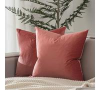 JUSPURBET Couch Pillow Covers Set of 2 Decorative Velvet Throw Pillow Covers Cases for Living Room Bedroom Home Decor Soft Cushion Covers Cases with Hidden Zipper for Sofa Bed 18x18 inch,Coral