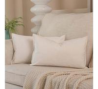 JUSPURBET Cream White Decorative Pillow Covers 12x20 Set of 2 Throw Pillow Covers for Couch Sofa Bed Cozy Velvet Lumbar Cushion Covers Cases with Hidden Zipper for Living Room Home Decor