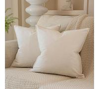 JUSPURBET Cream White Decorative Pillow Covers 26x26 Set of 2 Throw Pillow Covers for Couch Sofa Bed Cozy Velvet Cushion Covers Cases with Hidden Zipper for Living Room Home Decor