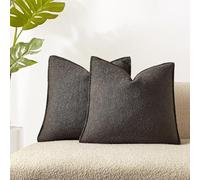 JUSPURBET Dark Coffee Boucle Throw Pillow Covers 22x22 inch Set of 2 for Couch Bedroom Sofa Living Room Decorative Soft Thick Textured Cushion Covers with Hidden Zipper