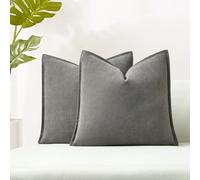 JUSPURBET Dark Grey Herringbone Textured Throw Pillow Covers 16x16 inch Set of 2 for Home Decor Living Room Couch Bed Decorative Soft Luxury Chenille Cushion Case with Invisible Zipper