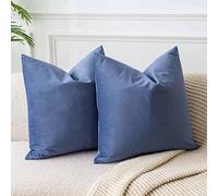 JUSPURBET Decorative Pillow Covers Set of 2 Velvet Throw Pillow Covers for Couch Sofa Bed Soft Euro Cushion Covers Cases with Hidden Zipper for Living Room Home Decor 28x28 inch,Blue