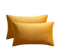 JUSPURBET Gold 16x24 inch Pillow Cover Set of 2 Soft Decorative Lumbar Velvet Throw Pillow Cases for Couch Bed Sofa Zippered Closure Luxurious Velvet Fabric Machine Washable Home Decor