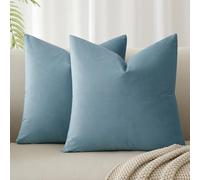 JUSPURBET Light Blue Throw Pillow Covers Set of 2 Decorative Velvet Pillow Covers for Couch Sofa Bed Soft Cushion Covers Cases with Invisible Zipper for Living Room Home Decor 16x16 inch