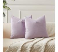 JUSPURBET Lilac Velvet Throw Pillow Covers 14x14 inch Set of 2 for Living Room Couch Sofa Bedroom Decorative Solid Cushion Cases with Invisible Zipper