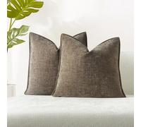 JUSPURBET Pillow Covers 20x20 Set of 2 Decorative Throw Pillow Covers Case for Couch Sofa Bed Soft Chenille Cushion Covers with Hidden Zipper for Home Decor Living Room,Stone