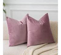 JUSPURBET Pink Purple Velvet Throw Pillow Covers 14x14 Inches Set of 2 with Zipper,Decorative Soft Solid Pillow Covers for Couch Bed Sofa