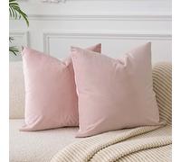 JUSPURBET Pink Throw Pillow Covers 20x20 inch Set of 2 Decorative Velvet Pillow Covers for Couch Sofa Bed Soft Cushion Covers Cases with Invisible Zipper for Living Room Home Decor