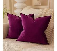 JUSPURBET Purple Decorative Velvet Throw Pillow Covers 26x26 inch Set of 2,Broadside Soft Cushion Case with Invisible Zipper for Sofa Couch Bed