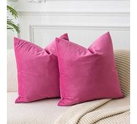 JUSPURBET Rose Red 28x28 Velvet Throw Pillow Covers Set of 2,Decorative Solid Soft Pillow Covers for Couch Sofa Bed