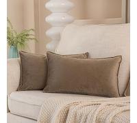 JUSPURBET Stone Set of 2 Flange Edge Lumbar Velvet Throw Pillow Covers 14x24 inch Rectangle Decorative Cushion Covers for Living Room Sofa Bedroom with Hidden Zipper