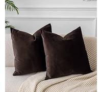 JUSPURBET Throw Pillow Covers Set of 2 Decorative 26x26 Velvet Pillow Covers for Couch Sofa Bed Soft Cushion Covers Cases with Invisible Zipper for Living Room Home Decor,Coffee