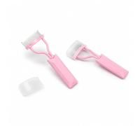 Jussming 2PCS Arc-Shaped Pink Eyelash Comb with Protective Cover, Metal Lash Definer Mascara Separator Tool for Daily Makeup