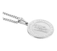 jussming Stainless Steel St Christopher Necklace Personalized Engraving Saint Christopher Pendant Chain Catholic for Men Women, Patron Saints of Travellers Christening Gifts for Children