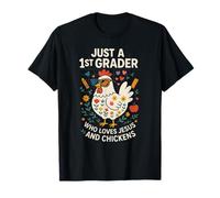Just 1st Grader Who Loves Jesus Chickens Back to School T-Shirt