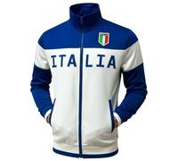 Just 4 Kicks Italy Jacket, White Full Zip Italia Soccer Track Jacket With Zipper Pockets, White, XL
