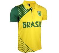 Just 4 Kicks Men's Brasil Short Sleeve Shirt, Brazil Active Performance Jersey, Yellow, XXL