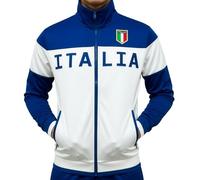 JUST 4 KICKS Men's Italy Jacket, White Full Zip Italia Soccer Track Jacket With Zipper Pockets, White, L