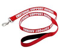Just 4 Paws Padded Emotional Support Dog Leash with Neoprene Handle & Reflective Print on Both Sides, 4 Foot Long, 2 Widths, for Harnesses, Vests or Collars, Red (Large 1" X 4', Red)
