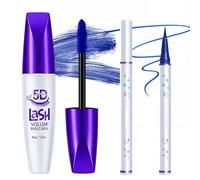 Just 5D Lash Volumising Mascara & Eyeliner Set with Blue-Tip Brushes for Precise Application - Waterproof Formula with Smudge-Proof Long-Lasting Wear for Enhanced Eye Definition and Volume, Suitable