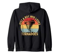 Just A Boy Tornado Birthday Storm Chaser Boys Tornado Kids Zip Hoodie