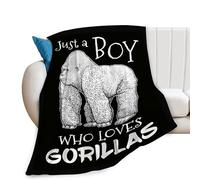 Just A Boy Who Love Gorillas Blanket Cute Gorillas Decor Throw Blanket Gifts for Girls Boys Super Warm Soft Plush Lightweight Fleece Flannel Blanket Couch Bedding Blanket for Kids Adult Women 60"x80"