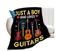 Just A Boy Who Love Guitars Blanket Guitar Music Decor Throw Blanket Gifts for Boys Girls Super Warm Soft Plush Lightweight Fleece Flannel Blanket Winter Couch Bedding Blanket for Kids Women 40"x50"