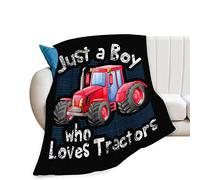 Just A Boy Who Love Tractors Blanket Red Tractor Decor Throw Blanket Gifts for Girls Boys Super Warm Soft Plush Lightweight Fleece Flannel Blanket Couch Bedding Blanket for Baby Kids Women 40"x50"