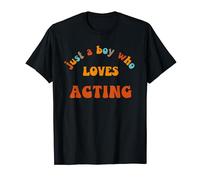 Just A Boy Who Loves Acting Retro Wavy Text T-Shirt