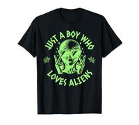Just a Boy Who Loves Aliens - Funny Alien & UFO Lover Design T-Shirt