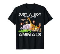 Just A Boy Who Loves Animals, Wild Cute Zoo Animals Boys T-Shirt