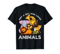 Just A Boy Who Loves Animals, Wild Cute Zoo Animals Boys T-Shirt
