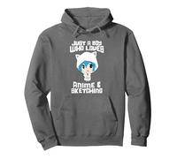 Just a Boy Who Loves Anime And Sketching Pullover Hoodie, Adult Unisex, Asphalt Grey, Small