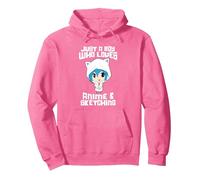 Just a Boy Who Loves Anime And Sketching Pullover Hoodie, Adult Unisex, Bright Pink, Small