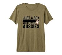 Just A Boy Who Loves Aussies Funny Australian Shepherd Premium T-Shirt