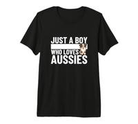 Just A Boy Who Loves Aussies Funny Australian Shepherd Premium T-Shirt