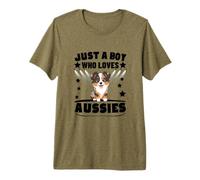 Just A Boy Who Loves Aussies Funny Australian Shepherd Premium T-Shirt