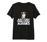 Just A Boy Who Loves Aussies Funny Australian Shepherd Premium T-Shirt