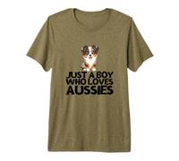 Just A Boy Who Loves Aussies Funny Australian Shepherd Premium T-Shirt