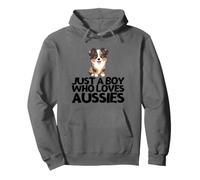 Just A Boy Who Loves Aussies Funny Australian Shepherd Pullover Hoodie