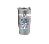 Just A Boy Who Loves Axolotls Astronaut Space Galaxy Lover Stainless Steel Insulated Tumbler