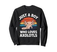 Just A Boy Who Loves Axolotls Cute Pet Lover Vintage Axolotl Sweatshirt