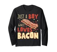 Just A Boy Who Loves Bacon Funny Food Lover Design Long Sleeve T-Shirt