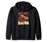 Just A Boy Who Loves Bacon Funny Food Lover Design Zip Hoodie