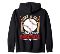 Just a Boy Who Loves Baseball Bat and Ball Design Zip Hoodie